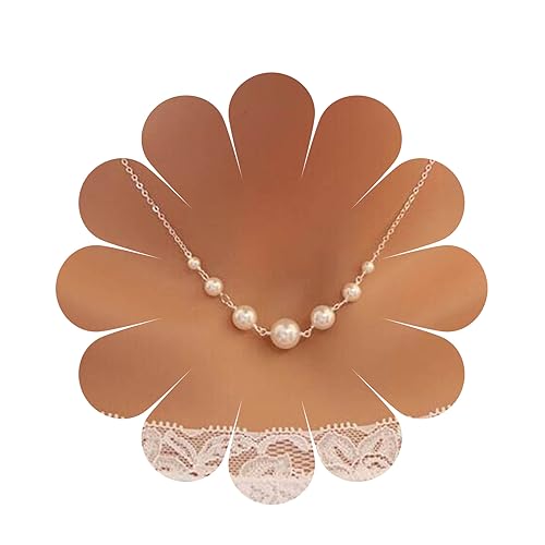 Yheakne Vintage Pearl Choker Halskette Silber Perle Anhänger Halskette Multi Pearl Floating Necklace Perle Hochzeit Halskette Kette Schmuck für Frauen und Mädchen von Yheakne