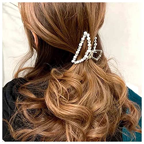 Yheakne Vintage Perle Haar Kralle Clip Metall Gold Perle Haar Krallen Clip Dickes Haar Halter Clips Starke Kiefer Haar Klammer Nicht Rutschen Haar Fangen Barrette Dekorative Für Frauen Und Mädchen von Yheakne