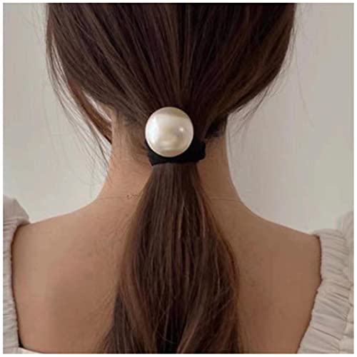 Yheakne Vintage Perlen Haargummi Elastisch Schwarzes Haar Seil Band Nylon Ring Haarband Seil Pferdeschwanz Halter Perle Haargummi Zubehör Für Frauen Und Mädchen Geschenke (schwarz B) von Yheakne