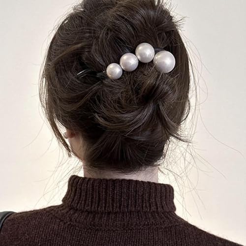 Yheakne Vintage Perlen Haarspange Barrette Perlen Twist Haarspange Banane Haarspange Haarnadel Kralle Clip Pferdeschwanz Halter Kopfschmuck Dekorative Accessoires Für Frauen von Yheakne