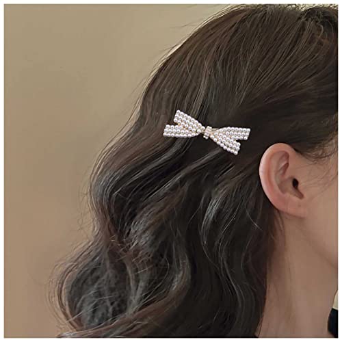 Yheakne Vintage Perlen Haarspange Bogen Haarspange Clip Gold Perlen Haarspange Pin Bowknot Kopfspange Kopfbedeckung Dekorative Kopfbedeckungen Haarzubehör Für Frauen Und Mädchen von Yheakne