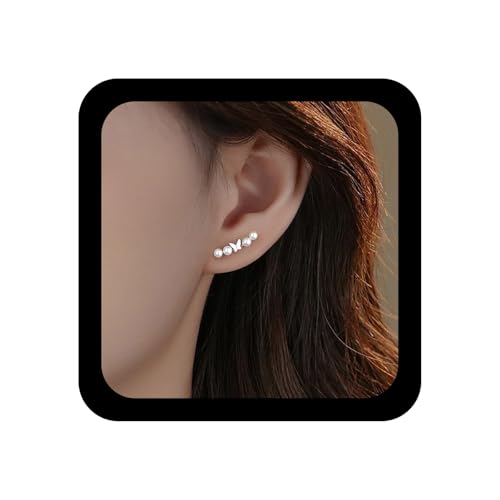 Yheakne Vintage Perlen Ohrclimber Ohrringe Winzige Perle Ohr Crawler Ohrringe Silber Kleine Schmetterling Ohrring Cluster Perlen Klettern Ohrstecker Schmuck Für Frauen von Yheakne