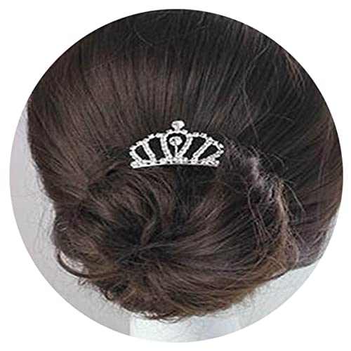 Yheakne Vintage Prinzessin Krone Kamm Kristall Kleine Tiara Krone Stirnband Glanz Strass Krone Haarkamm Mini Tiara Kamm für Mädchen Geburtstag Party Abschlussball Haarschmuck (Silber A) von Yheakne