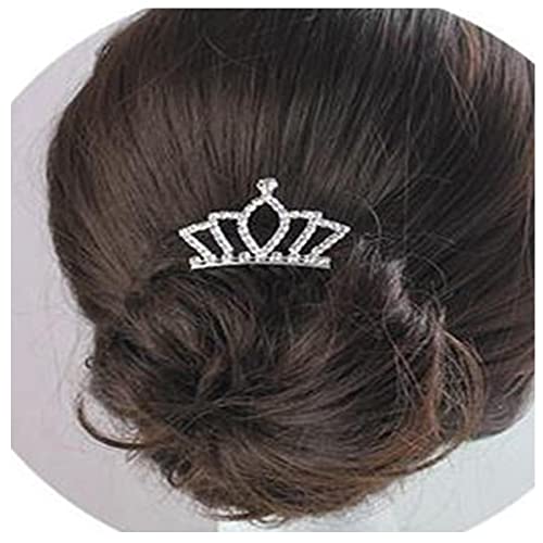 Yheakne Vintage Prinzessin Krone Kamm Kristall Kleine Tiara Krone Stirnband Glanz Strass Krone Haarkamm Mini Tiara Kamm für Mädchen Geburtstag Party Abschlussball Haarschmuck (Silber B) von Yheakne