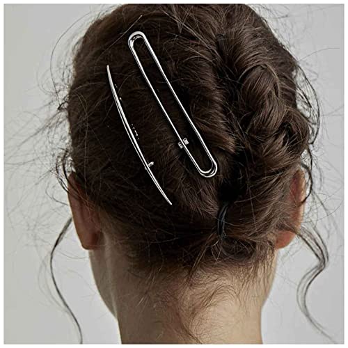 Yheakne Vintage Rechteck Haarspange Geometrische Haarspange Clip Silber Haarspange Pin Metall Kopfbedeckungen Kopfbedeckung Dekorative Haar-Accessoires Für Frauen Und Mädchen 2pcs (Silber) von Yheakne