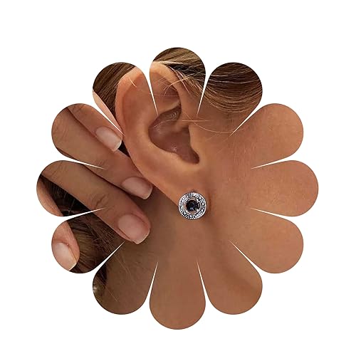 Yheakne Vintage Runde Schwarze Edelstein Ohrringe Ovale Schwarze Kristall Ohrstecker Kreis Edelstein Ohrringe Schwarze Geometrische Onyx Ohrringe Schmuck Für Frauen Und Mädchen von Yheakne