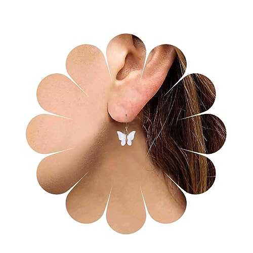 Yheakne Vintage Schmetterling Huggie Hoop Ohrringe Weiß Emaille Schmetterling Tropfen Ohrringe Winzigen Schmetterling Baumeln Ohrringe Personlized Ohrringe Schmuck Für Frauen Und Mädchen Geschenke von Yheakne