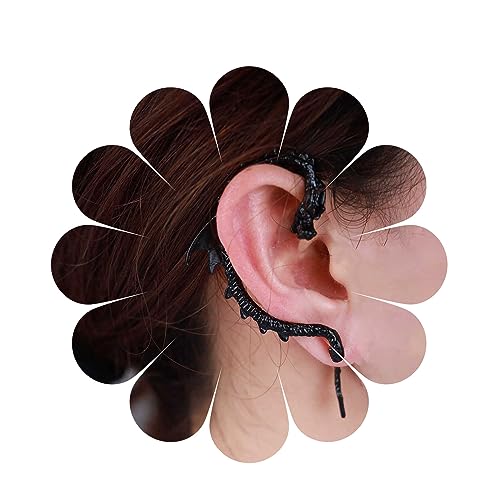 Yheakne Vintage Schwarzer Drache Manschette Wrap Ohrringe - Ohrclimber Punk Tier Knorpel Ohr Crawler - Gothic Clip Auf Wrap Schmuck Für Frauen Und Mädchen von Yheakne