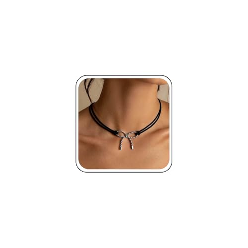 Yheakne Vintage Schwarzes Wildleder Choker Halskette Schwarzer Samt Bogen Halskette Hohle Bowknot Halsketten Samt Fliege Kragen Halskette Schmuck Für Frauen von Yheakne