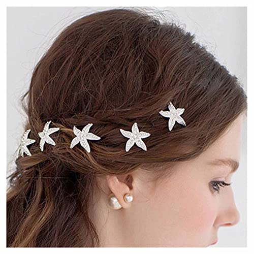 Yheakne Vintage Seestern Haarnadeln Haarspange Silber Strass Hochzeit Haarnadel Dekorative Bobby Pin Braut Haarnadeln Haarschmuck für Frauen und Mädchen 3 Stück von Yheakne