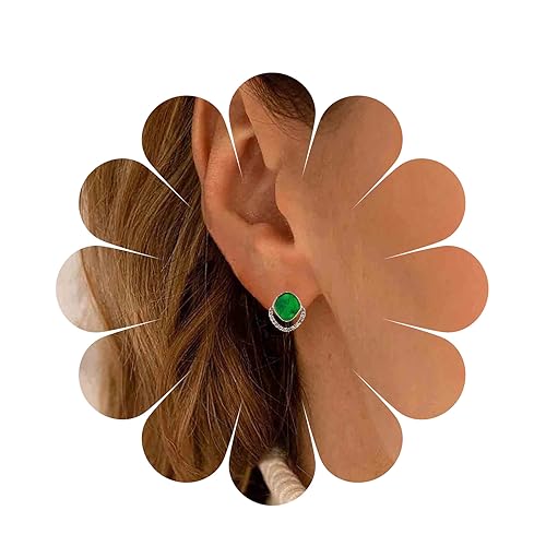 Yheakne Vintage Smaragd Grün Ohrstecker Quadratische Smaragd Ohrringe Cz Gepflastert Quadratische Ohrringe Grün Harz Ohrringe Schmuck Für Frauen Und Mädchen von Yheakne