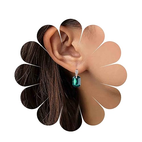 Yheakne Vintage Smaragd Ohrringe Smaragd Grün Kristall Ohrringe Gold Kubische Ohrstecker Grün Hochzeit Ohrringe Schmuck Für Frauen Und Mädchen von Yheakne