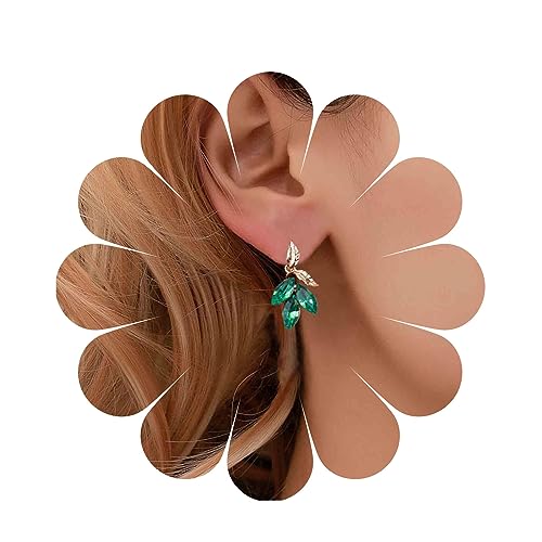 Yheakne Vintage Smaragd Tropfen Ohrringe Smaragd Kristall Blatt Ohrringe Cz Grün Strass Blatt Baumeln Ohrringe Braut Smaragd Blatt Ohrringe Schmuck Für Frauen Und Mädchen von Yheakne
