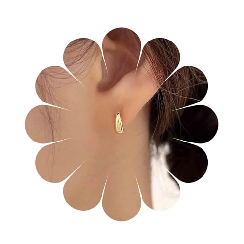 Yheakne Vintage Tränen Ohrstecker Gold Wassertropfen Ohrringe Kleine Tränen Ohrringe Gebogene Bar Ohrstecker Schmuck Für Frauen Und Mädchen（gold） von Yheakne