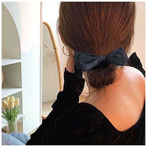 Yheakne Vintage Tüll Schleife Haarspange Schwarz Tüll Schwanz Haarschleife Kopfschmuck Französisch Haargummi Schleife Haarspange Kopfbedeckung Haarschmuck für Frauen und Mädchen (Tüll schwarz) von Yheakne
