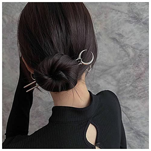 Yheakne Vintage U Form Haar Stick Pins Mond Haar Gabel Metall Lange Haarnadel Silber Minimalistisch Haar Bun Halter Stick Französisch Haarzubehör Für Frauen Und Mädchen von Yheakne