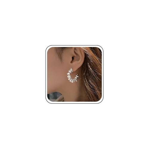 Yheakne Vintage Unregelmäßige Perle Reif Ohrringe Perle C Form Ohrringe Acryl Offener Reif Ohrring Unregelmäßige Weiße Perles Ohrring Schmuck Für Frauen von Yheakne