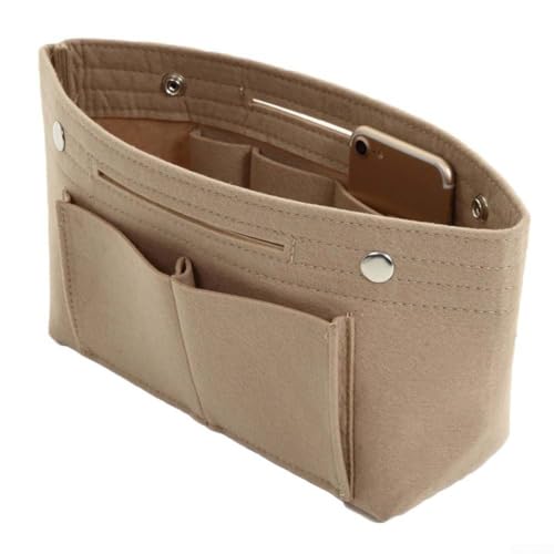 Yhenlovtt Filz-Kosmetiktaschen, Filz-Aufbewahrungstasche, Reise-Make-up-Tasche, multifunktionale Knopfaufbewahrung, Make-up-Tasche, Kulturbeutel, Mädchen-Etui, beige von Yhenlovtt
