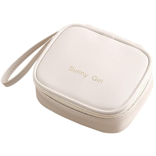 Yhfaifbu Kleine Make-up-Tasche für Geldbörse, quadratische Mini-Kosmetiktasche für Damen, niedlich, adrett, Make-up-Tasche mit Reißverschluss, winziger Leder-Make-up-Organizer, Tasche für Rucksack, von Yhfaifbu