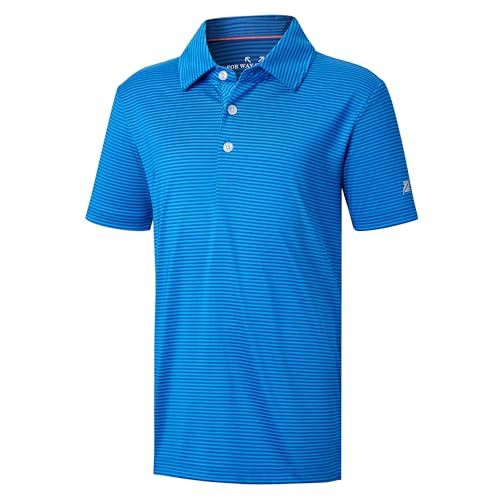 Poloshirt für Jungen, kurzärmelig, gestreift, feuchtigkeitsableitend, trockene Passform, Golf-Shirts für Jungen, Jugendliche und Kinder, Kobaltstreifen, 10-12 Jahre Poloshirt für Jungen, kurzärmelig, gestreift, feuchtigkeitsableitend, trockene Passform, Golf-Shirts für Jungen, Jugendliche und Kinder, Kobaltstreifen, 10-12 Jahre von Yhjoxlp