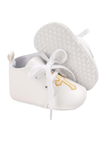 Yhong Baby Krabbelschuhe Mädchen Jungen rutschfest Lederpuschen Neugeborene Taufschuhe Für Kleinkind In Weiß B Weißgold 6-9 Monate von Yhong