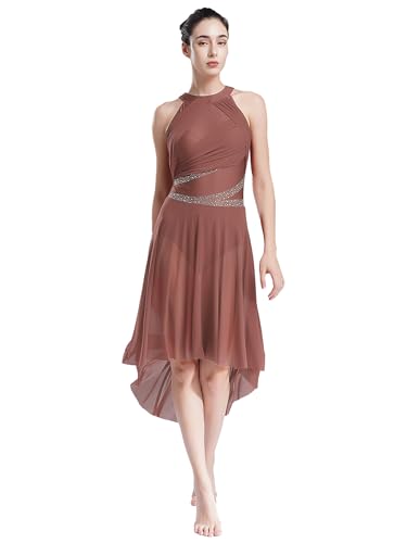 Yhong Damen Ballettkleid Lyrisches Tanz Kostüm mit Mesh Asymmetrisch Rock Ballett Trikot Body Kleid modernen zeitgenössischen Tanz Tüllkleid Altrosa L Yhong Damen Ballettkleid Lyrisches Tanz Kostüm mit Mesh Asymmetrisch Rock Ballett Trikot Body Kleid modernen zeitgenössischen Tanz Tüllkleid Altrosa L von Yhong