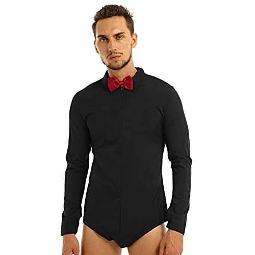 Yhong Herren Bodysuit Langarm Tanz-Body Latein Obeteile Hemdbody Overalls Männerbody mit Fliege Tango Rumba Party Tanzkleidung Tanzkostüm Schwarz M Yhong Herren Bodysuit Langarm Tanz-Body Latein Obeteile Hemdbody Overalls Männerbody mit Fliege Tango Rumba Party Tanzkleidung Tanzkostüm Schwarz M von Yhong