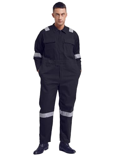 Yhong Herren Overall Einteilige Arbeitsoverall Mit reflektierenden Streifen Männer Atmungsaktiv Arbeitskleidung mit Reißverschluss und Taschen Navy blau XXL Yhong Herren Overall Einteilige Arbeitsoverall Mit reflektierenden Streifen Männer Atmungsaktiv Arbeitskleidung mit Reißverschluss und Taschen Navy blau XXL von Yhong