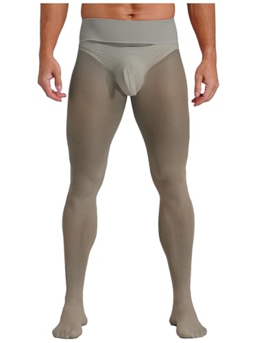 Yhong Herren Strumpfhose Lang Unterhose Pantyhose Unterwäsche Männer Sexy Strumpfhose Leggings Pants Hosen Transparent Nylon Strumpfhose Typ A Grau Einheitsgröße von Yhong