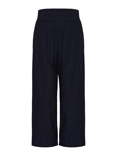 Yhong Mädchen Freizeithose Casual Einfarbig Palazzo Hose Weites Bein Hose Bequeme Stoffhose Hohe Taille Jogginghose mit Taschen Schwarz 158-164 von Yhong