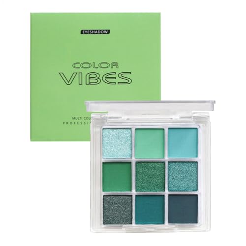 Grüne Lidschatten Paletten - Grüne glitzernde Lidschatten | 9 -Colored Lidschatten in 9 Farben | Machen Sie -up mit Evocado -Lidschatten, langer wasserdichtes Glitzer -Eeye -eye -up -up -Kosmetik von Yhsioaklo