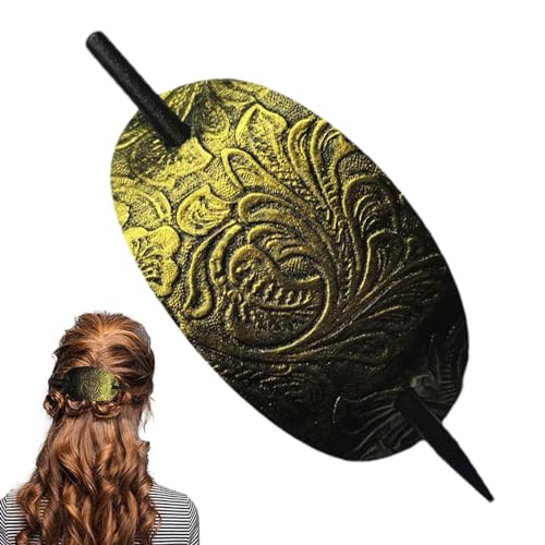 Leder-Haarspange mit Stab | 12,4 x 5 cm | Kunstleder-Haarspange | ovale Form aus Leder und Stab, Haarspange für Damen und Mädchen von Yhsioaklo