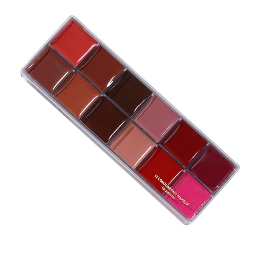 Lipgloss Palette für Frauen | 12 Farben Palettengründer Korrektur | Set von kosmetischen Lippengliedern mit kompaktem Design für Make -up von Yhsioaklo