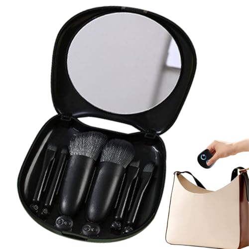 Make -up -Bürstensätze | 6PCS Make -up -Tool -Kit | Tragbare kosmetische Versorgung mit Spiegelkatze Formspeicher für Pendeln täglich Gebrauch Frauen Reisen Outdoor Freunde Geburtstage Katzenliebhaber von Yhsioaklo