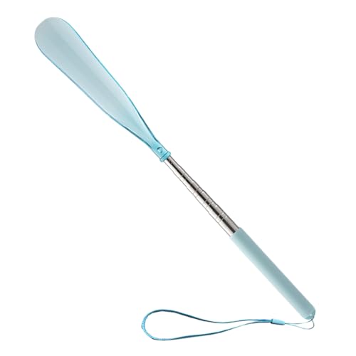 Yhsioaklo Geschwungenes Schuhlöffel-Set – 30/16/10 cm Edelstahl | Loch zum Aufhängen, silberfarbene Oberfläche, Haken für einfache Lagerung, ideal für Männer, Frauen, schwangere ältere Menschen von Yhsioaklo