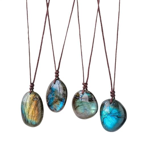 Yhsioaklo Tränenkette | Halskette mit Anhänger | Labradoritanhänger | Labradoriten -Juwelen | Natürlicher roher Steinanhänger | Halsketten mit Labradoritenergieanhänger für Frauen Männer Schmuck von Yhsioaklo