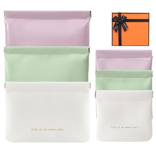 Yhwocd 6 kleine Make-up-Tasche für Geldbörse, Lederorganizer mit Schnappverschluss, neue Lippenstift-Tasche, tragbare Mini-Aufbewahrungstasche, zwei Größen, Münzgeldbörse, von Yhwocd