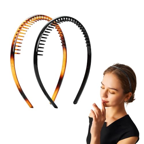 2 Stück Zahnkamm Haarband Kunststoff Zahnhaarbänder Anti-Rutsch-Haarbänder mit Zähnen Uni Haarreifen für Damen Herren Make-up Hautpflege Übung Styling 2 Stück Zahnkamm Haarband Kunststoff Zahnhaarbänder Anti-Rutsch-Haarbänder mit Zähnen Uni Haarreifen für Damen Herren Make-up Hautpflege Übung Styling von YiFENCHEN