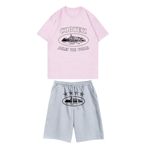 YiJee Corteiz T-Shirt Tracksuit für Herren - Corteiz Y2K 2-teiliges Set mit T-Shirt und Kurze Hose - Sommer Trainingsanzug für Herren und Damen - Sweatshirt-Anzug Short NOFS Fashion Jogginganzug von YiJee