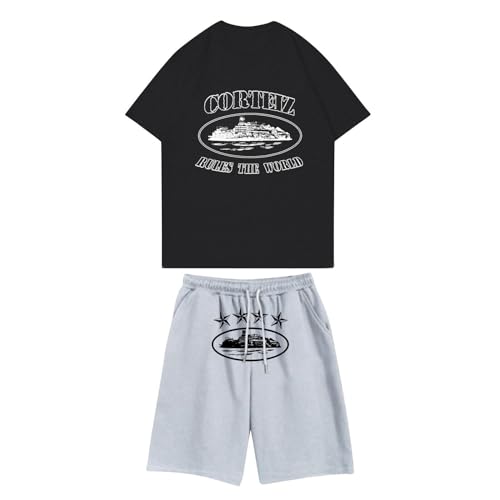 YiJee Corteiz T-Shirt Tracksuit für Herren - Corteiz Y2K 2-teiliges Set mit T-Shirt und Kurze Hose - Sommer Trainingsanzug für Herren und Damen - Sweatshirt-Anzug Short NOFS Fashion Jogginganzug von YiJee