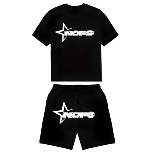 YiJee Corteiz Tracksuit NOFS T-Shirt für Herren - Y2K 2-teiliges Set mit T-Shirt und Kurze Hose - Sommer Corteiz Trainingsanzug Sportanzug Unisex - Sweatshirt-Anzug Short NOFS Fashion Jogginganzug von YiJee