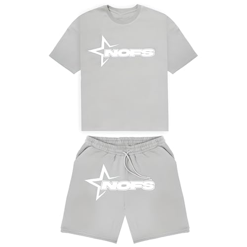 YiJee Corteiz Tracksuit NOFS T-Shirt für Herren - Y2K 2-teiliges Set mit T-Shirt und Kurze Hose - Sommer Corteiz Trainingsanzug Sportanzug Unisex - Sweatshirt-Anzug Short NOFS Fashion Jogginganzug von YiJee