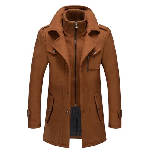 YiJee Herren Wintermantel, Slim Fit Zweiteiliger Mantel für Business und Freizeit, Wollmantel mit Stehkragen Peacoat und Warmer Integrierter Innenjacke von YiJee