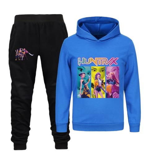 YiJee Huntrix KPOP Trainingsanzug für Teenager – Hoodie mit Kapuze & Jogginghose Zweiteiler, Unisex Outfit mit D-Demons Print, Streetwear Huntr/x Kapuzenpullover Set von YiJee