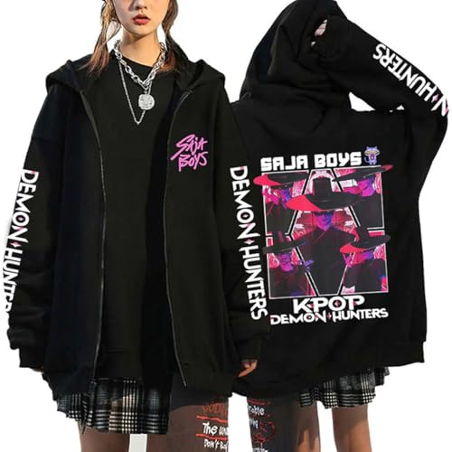 YiJee KPOP Anime Hunters Hoodie für Damen & Herren – Kapuzenjacke mit Anime-Print im Y2K Harajuku Streetwear Stil, Langarm Zipper Sweatshirt für KPOP Fans von YiJee