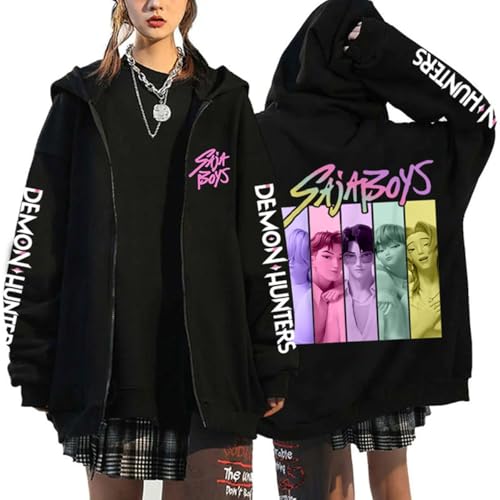 YiJee KPOP Anime Hunters Hoodie für Damen & Herren – Kapuzenjacke mit Anime-Print im Y2K Harajuku Streetwear Stil, Langarm Zipper Sweatshirt für KPOP Fans von YiJee
