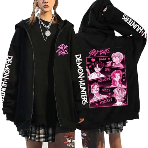 YiJee KPOP Anime Hunters Hoodie für Damen & Herren – Kapuzenjacke mit Anime-Print im Y2K Harajuku Streetwear Stil, Langarm Zipper Sweatshirt für KPOP Fans von YiJee