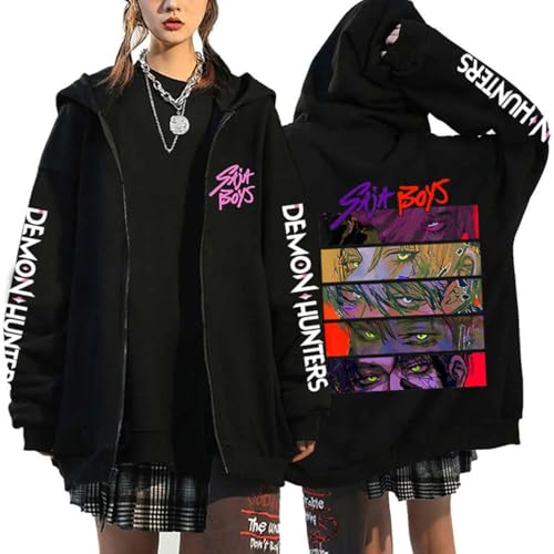 YiJee KPOP Anime Hunters Hoodie für Damen & Herren – Kapuzenjacke mit Anime-Print im Y2K Harajuku Streetwear Stil, Langarm Zipper Sweatshirt für KPOP Fans von YiJee