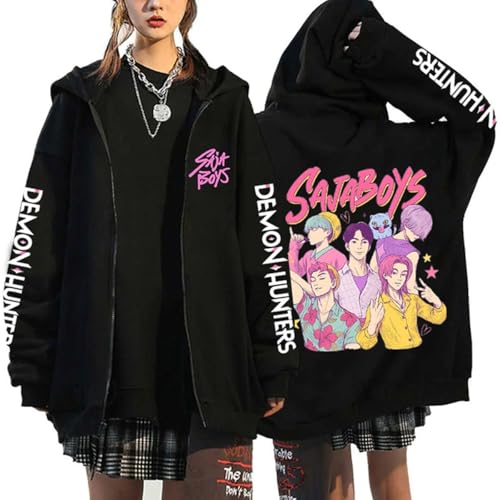 YiJee KPOP Anime Hunters Hoodie für Damen & Herren – Kapuzenjacke mit Anime-Print im Y2K Harajuku Streetwear Stil, Langarm Zipper Sweatshirt für KPOP Fans von YiJee
