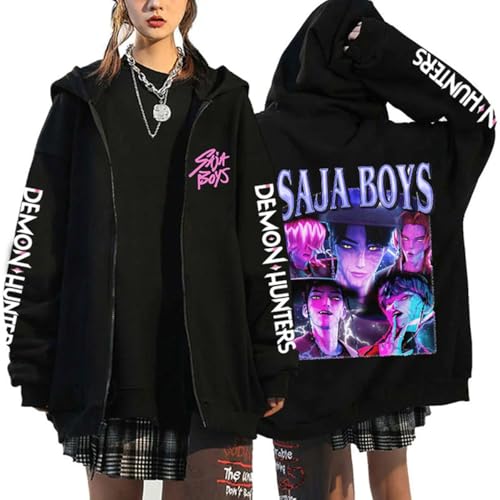 YiJee KPOP Anime Hunters Hoodie für Damen & Herren – Kapuzenjacke mit Anime-Print im Y2K Harajuku Streetwear Stil, Langarm Zipper Sweatshirt für KPOP Fans von YiJee